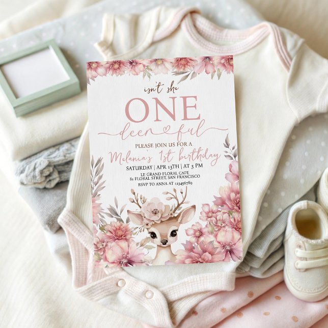 Convite One-deer-ful 1st Birthday Invitation (Criador carregado)