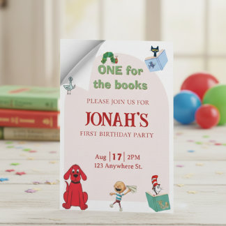 Convite One for the books, First birthday invitation