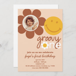 Convite ONE Groovy Baby Invitation
