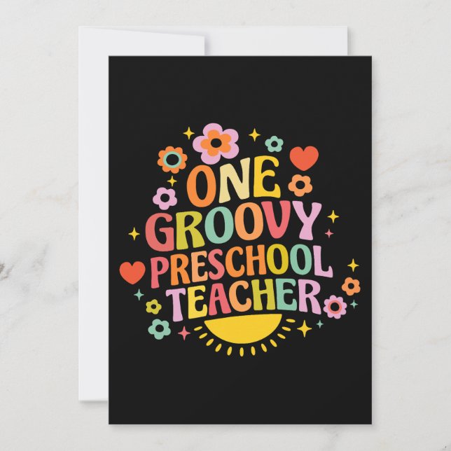Convite One groovy preschool teacher (Frente)