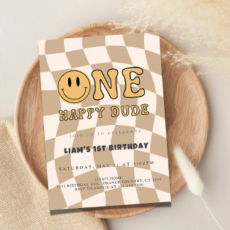 CONVITE ONE HAPPY DUDE BIRTHDAY