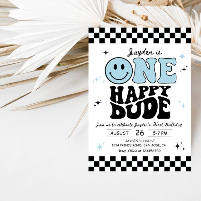 Convite One Happy Dude Boy First Birthday Party (Criador carregado)