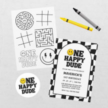 One Happy Dude Boy's Retro 1st Birthday 