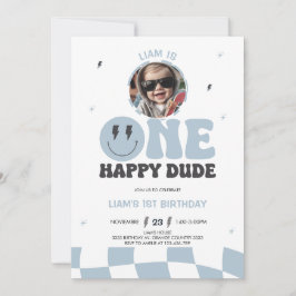 CONVITE ONE HAPPY DUDE INVITATION, 1ST BIRTHDAY INVITATION