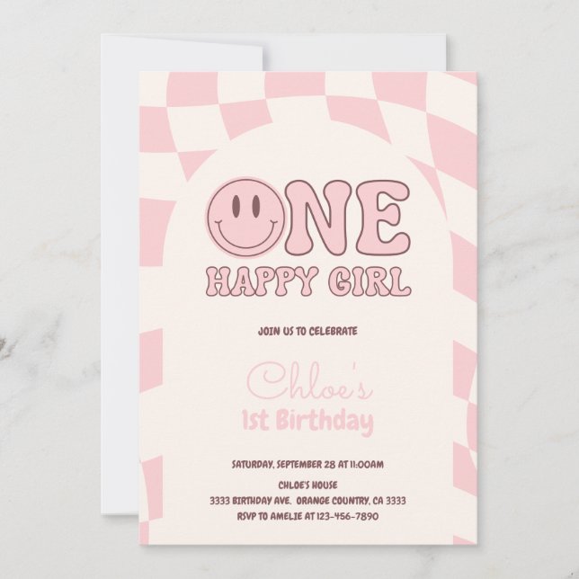 Convite One Happy Girl Invitation (Frente)