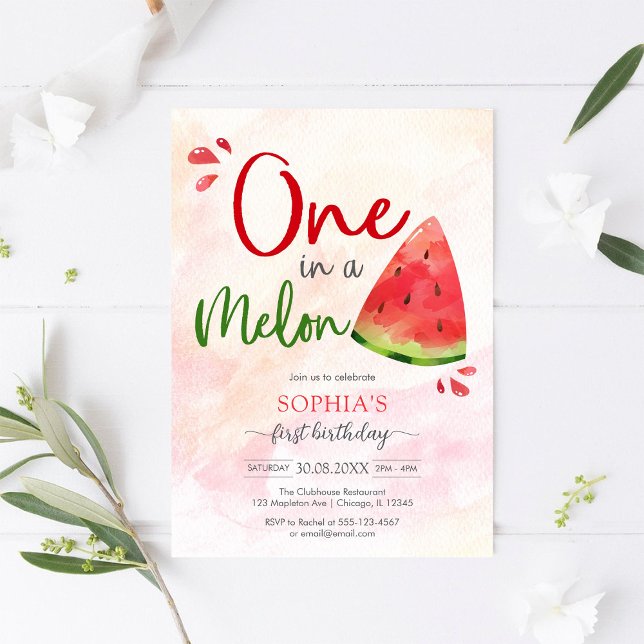 Convite One In A Melon 1st Birthday Invitation (Criador carregado)