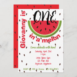 Convite One in a Melon 1st Birthday Party