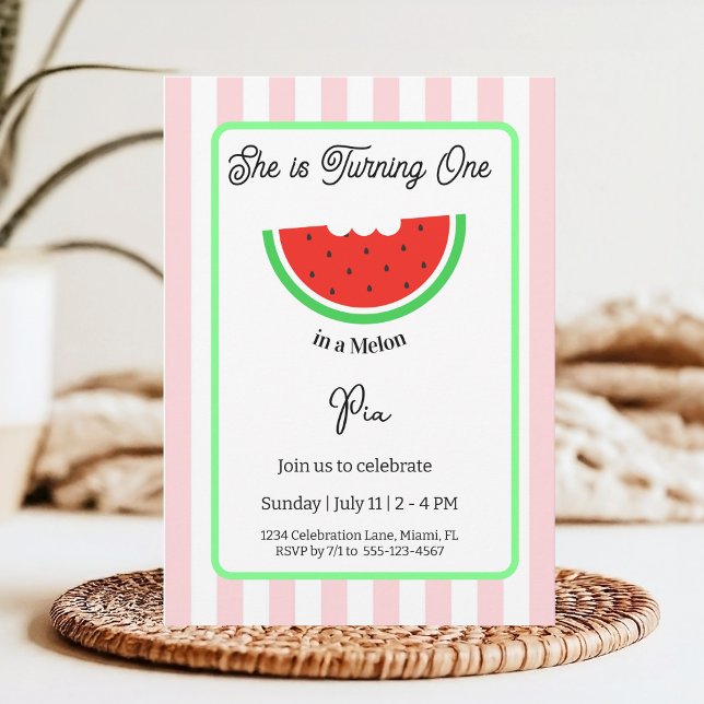 Convite One in a Melon Invitation Kids Birthday (Criador carregado)