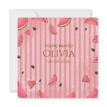 One in a Melon Watermelon First Birthday Invitatio