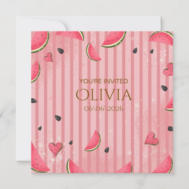 Convite One in a Melon Watermelon First Birthday Invitatio (Frente)