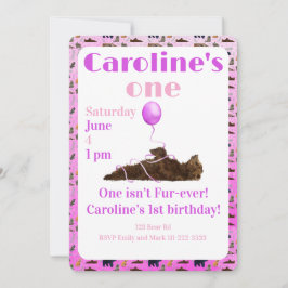 Convite One isn’t fur-ever 1st Birthday Invitation