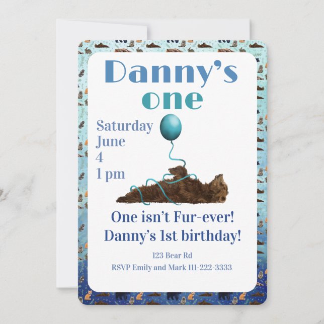 Convite One isn’t fur-ever 1st Birthday Invitation (Frente)
