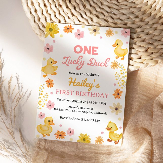 Convite One Lucky Duck Birthday Invitation (Criador carregado)