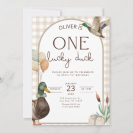 Convite One Lucky Duck Birthday Invitation Boys First