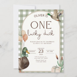 Convite One Lucky Duck Birthday Invitation Boys First
