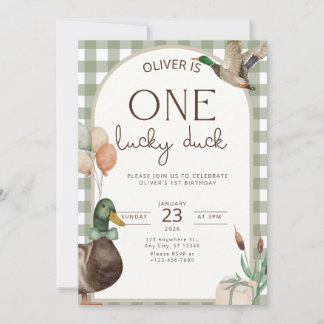 Convite One Lucky Duck Birthday Invitation Boys First