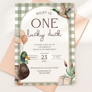 Convite One Lucky Duck Birthday Invitation Boys First Birt