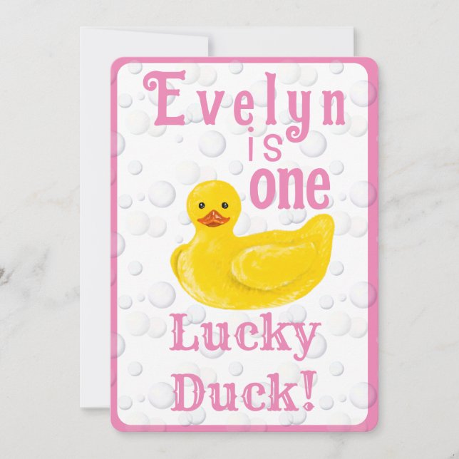 Convite One Lucky Duck First Birthday Invitation (Frente)