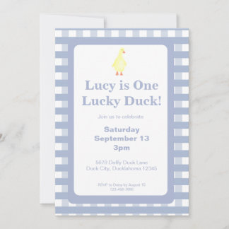 Convite One Lucky Duck Invitation Template (Dusty Blue)
