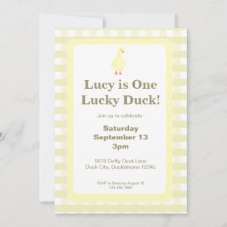 Convite One Lucky Duck Invitation Template (Pale Yellow)