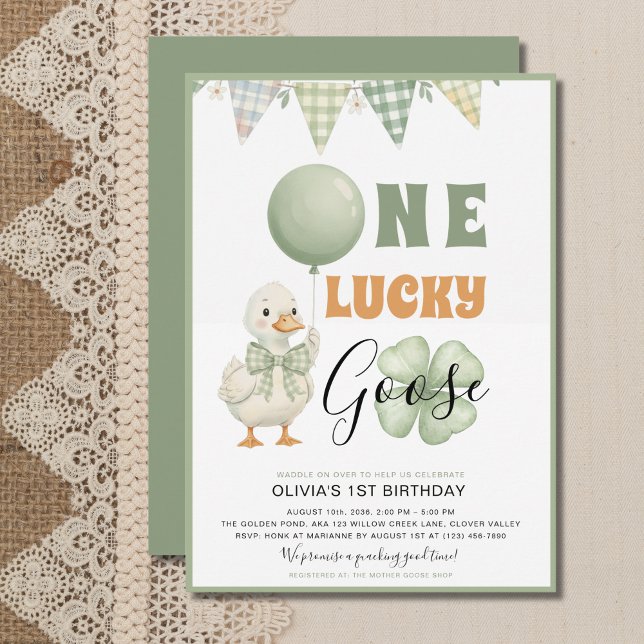 Convite One Lucky Goose St. Patrick's Day First Birthday (Criador carregado)