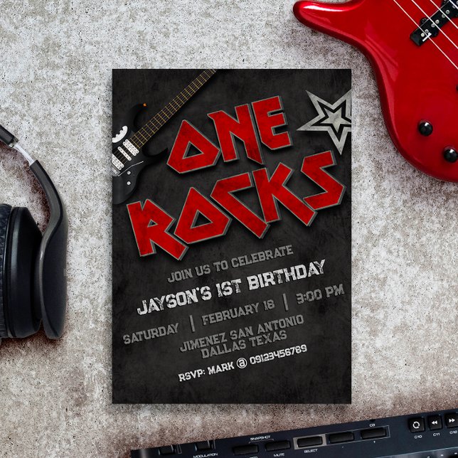 Convite One Rocks Birthday (Criador carregado)