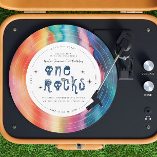 Convite One Rocks   Disco de Vinil Tie Dye Rock'n'roll