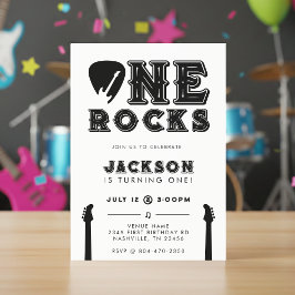 Convite One Rocks Guitar Pick 1st Birthday Party