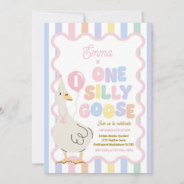 Convite One Silly Goose 1st Birthday Party Spring Birthday