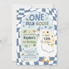 Convite One Silly Goose 1st Birthday Party Spring Birthday