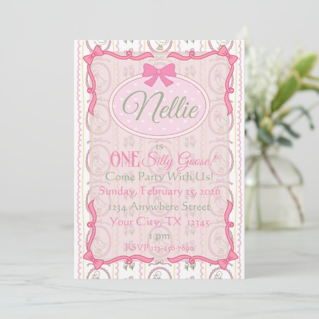 Convite One Silly Goose Birthday Invitation (Em pé/Frente)