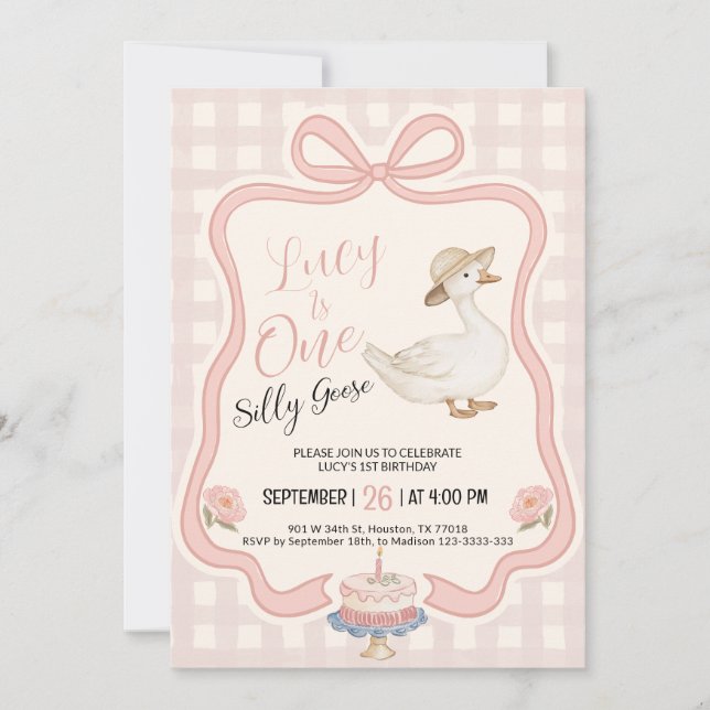 Convite One Silly Goose Birthday Invitation (Frente)