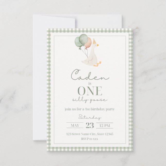 Convite ONE Silly Goose Birthday Invitation (Frente)