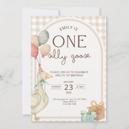 Convite One Silly Goose Birthday Invite Gender Neutral