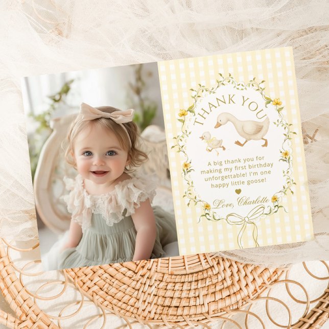 Convite One Silly Goose Birthday Photo Thank you card (Criador carregado)