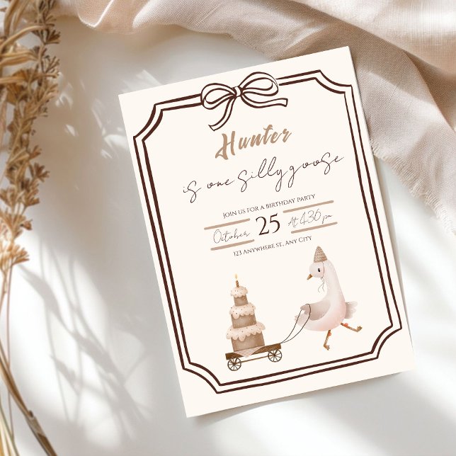 Convite One Silly Goose Boy Birthday Invitation  (Criador carregado)