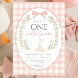 Convite One Silly Goose First Birthday Invitation, Editabl