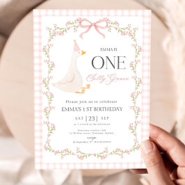 Convite One Silly Goose First Birthday Invitation, Elegant
