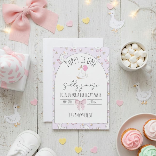 Convite one silly goose first birthday invite (Criador carregado)
