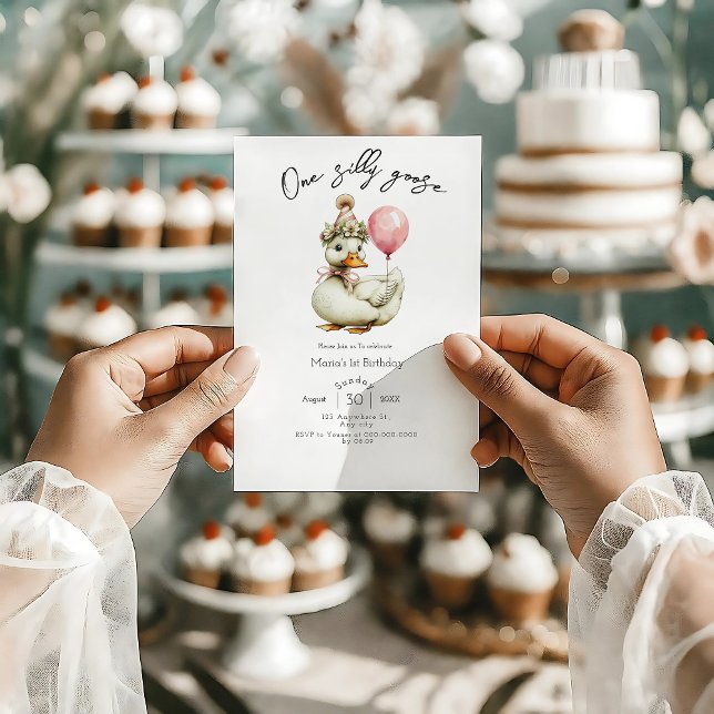 Convite One Silly Goose Girl 1st Birthday  (Criador carregado)