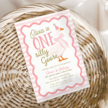 One Silly Goose Pink Bow 1st Birthday