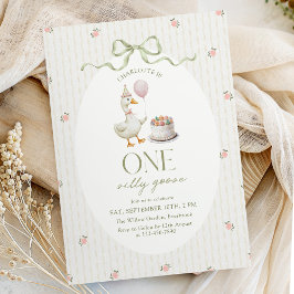 Convite One Silly Goose Vintage Girl Birthday