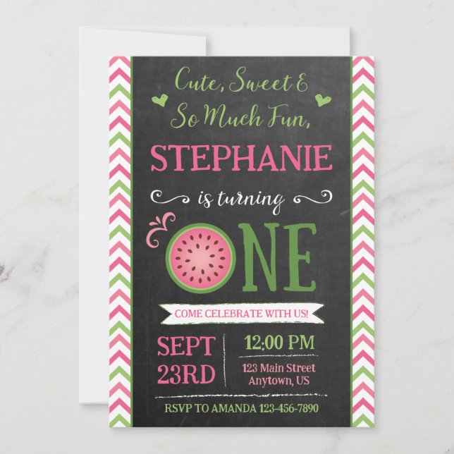 Convite One Sweet Melon 1st Birthday Invitation (Frente)