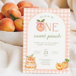 Convite One Sweet Peach Birthday Invitation Girl 1st