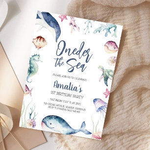Convite Oneder o Mar Animais Marinhos 1º Aniversário 