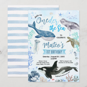 Convite Oneder O Menino do Mar 1º Aniversário Oceano Azul