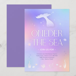 Convite Oneder Sea Whimsical Sparkly Smermaid Birthday