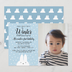 Convite ONEderland de Inverno Foto Menino 1º Aniversário A