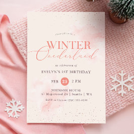Convite ONEderland de Inverno Prata Rosa Brilho 1º Anivers
