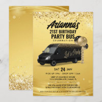 Ônibus de festa preto e dourado